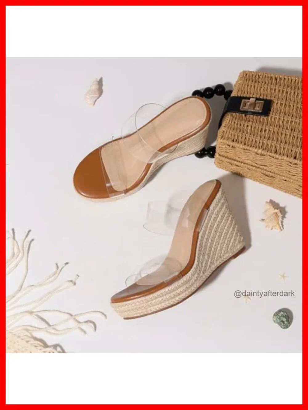 Clear TPU Wedge Sandals for Women, 4 Inch Platform Espadrilles, Slip On Ankle